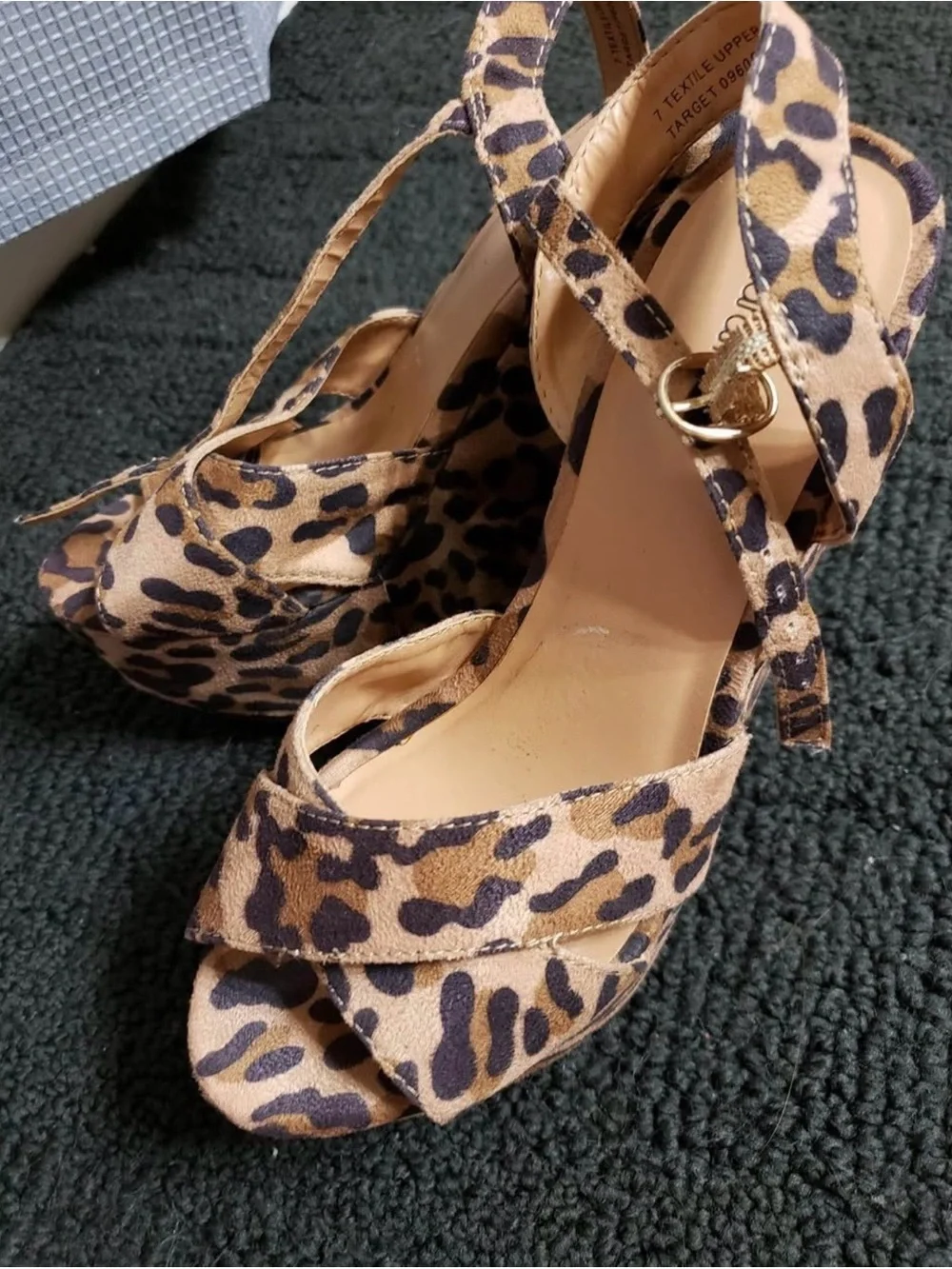 Xhilaration Leopard Print Platform Wedge Sandals - Tan/Black